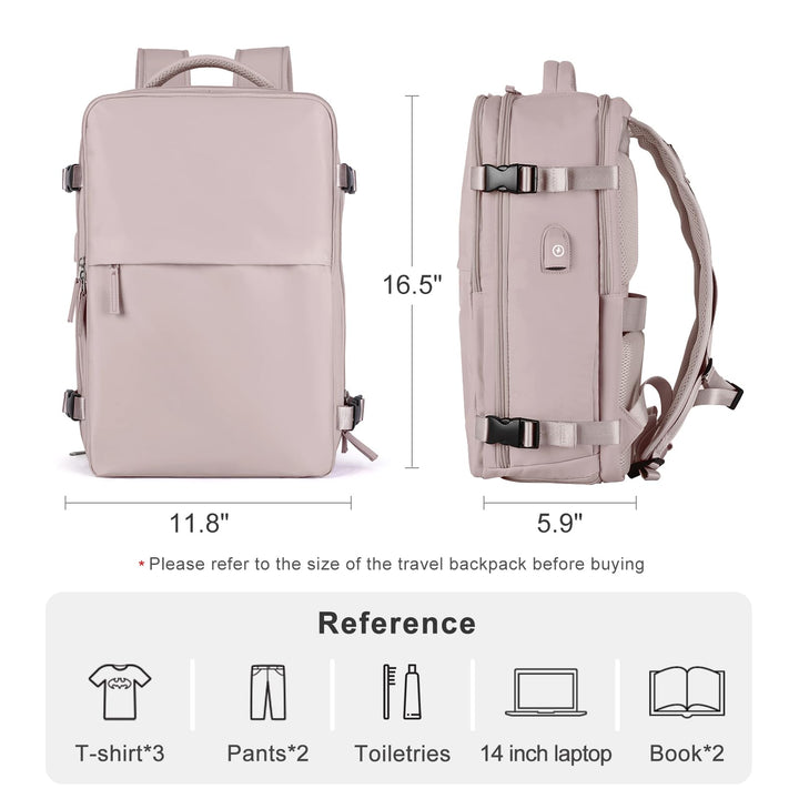 coofay Laptop Travel Backpack For Women Men Airline Approved Carry On Bags For Airplanes Underseat Luggage Backpack For Traveling On Airplane Personal Item Travel Bag For Airlines Pinkish Purple