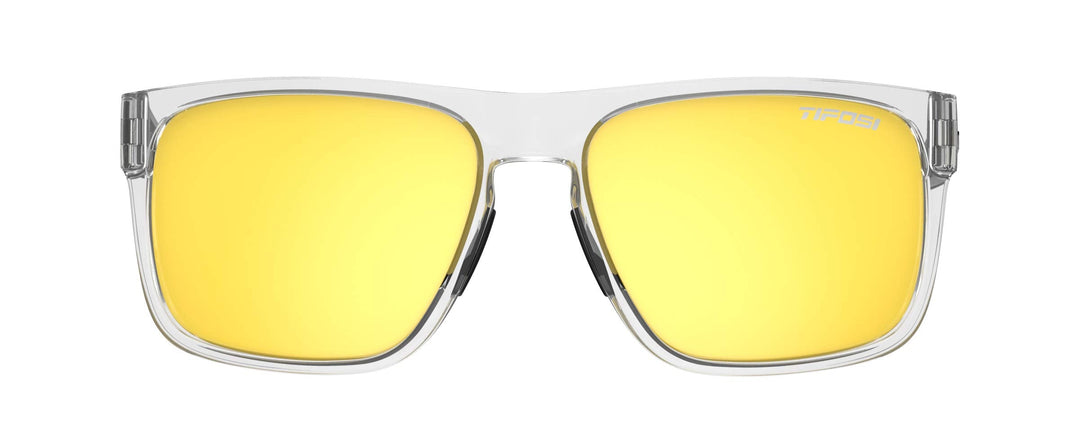 Tifosi Optics Swick Sunglasses Bundle with Case and Eyewear Straps (Crystal Clear/Smoke Yellow Mirror)