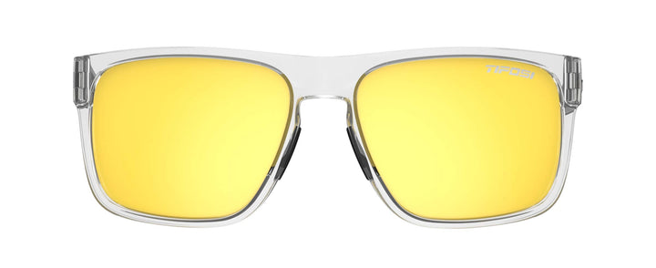 Tifosi Optics Swick Sunglasses Bundle with Case and Eyewear Straps (Crystal Clear/Smoke Yellow Mirror)