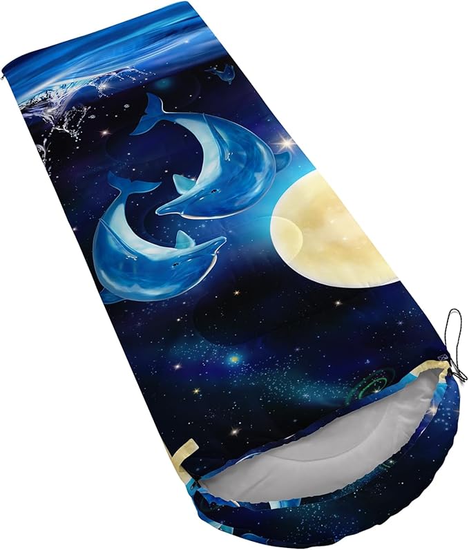 AILONEN Cartoon Fox Camping Sleeping Bag for Boys Girls Adults,Lightweight & Waterproof,3 Season Warm & Cold Weather,Portable,Kawaii Fox Printed Sleeping Bag,Traveling,Camping,Hiking