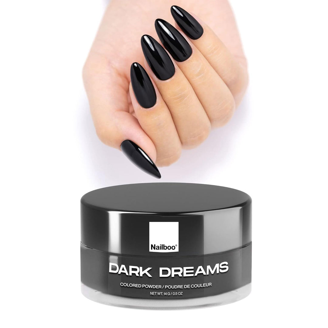 Nailboo PREMIUM Nail Dip Powder, Long-Lasting Dip Nails, Use With Nailboo Essential Liquids, Dark Dreams Black Nail Dip Powder, 0.5 oz (1 Pack)