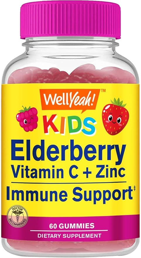 Elderberry Gummies for Kids with Vitamin C and Zinc - Antioxidant and Immune Support, Black Elderberry Dietary Supplement - Non GMO, Gluten Free,Vegan - Naturally Sourced Flavors - 60 Count