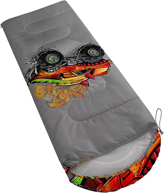 AILONEN Boys Sports Camping Sleeping Bags,Lightweight & Waterproof,3 Season Warm & Cool Weather,Black Player Basketball Sleeping Bags for Kids Adults,Travelling,Outdoors