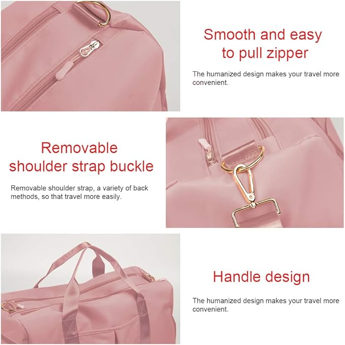 Blackwheel Sports Gym Bag With Shoe Bag Wet Bag Duffle Bag Waterproof Travel Bag for Women Cute Gym Bag Pink 29L