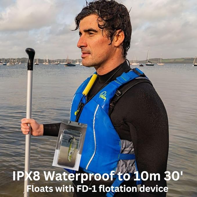 Aquapac Waterproof Phone Case, Large, Black, Lanyard, iPhone and Android, Made in The UK, Hiking, Mountain Biking, Running Accessory, Travel Essential, 5 Year Warranty. IPX8 Certified to 30 ft deep.