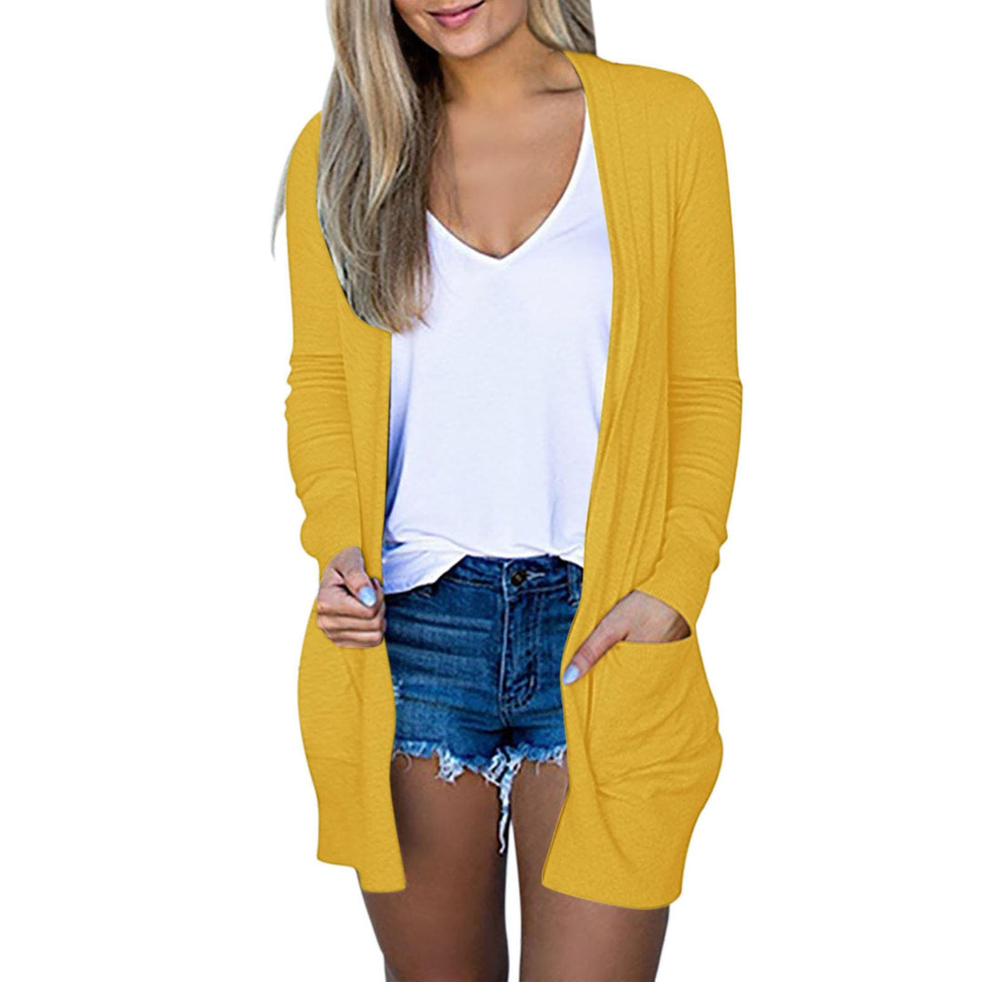 Lightweight Cardigan for Women 2024 Fall Casual Solid Long Sleeve Open Front Cardigans Outwear with Pockets