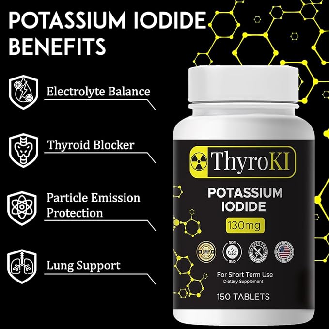 ThyroKI Potassium Iodide Tablets 130 mg (150 Tablets) Thyroid Support Fast Dissolving Tablets | Potassium Iodine Pills YODO Naciente | Emergency Survival Iodine Dietary Supplement | KI Pills Non-GMO