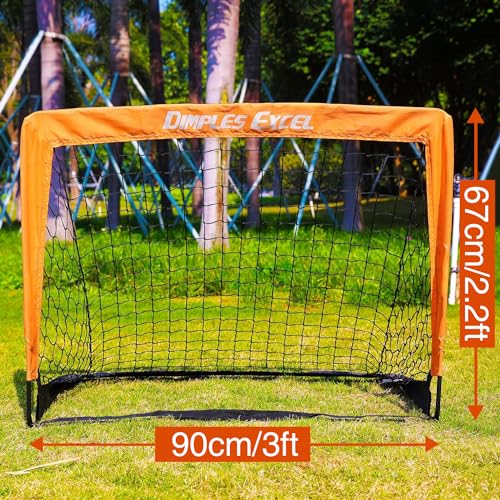 Dimples Excel Soccer Goals Kids Soccer Net for Backyard (3x2.2 FT 1 Pack, Orange Black)