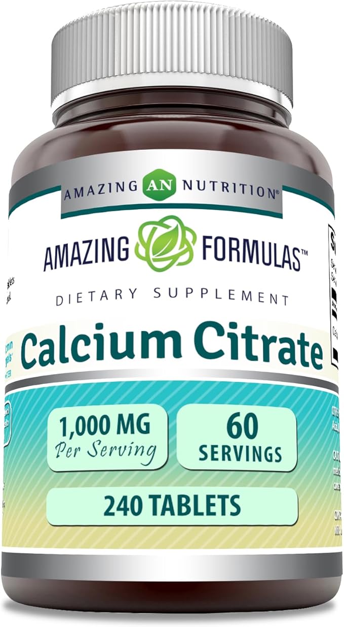 Amazing Formulas Calcium Citrate Supplement | 1000 Mg | 240 Tablets | Non-GMO | Gluten Free | Made in USA