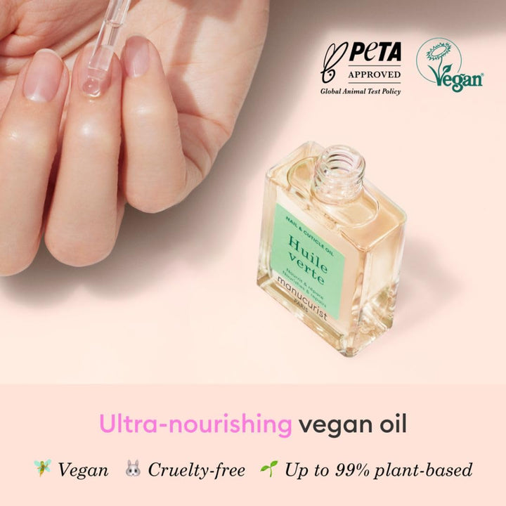 Manucurist Green Oil Nail Care - Nail & Cuticle Oil - Nourishes and Regenerates Nails and Cuticles - Promotes Growth - Blend of 6 Oils - 99% Bio-Sourced - Nail Care - 0.5 fl oz Bottle