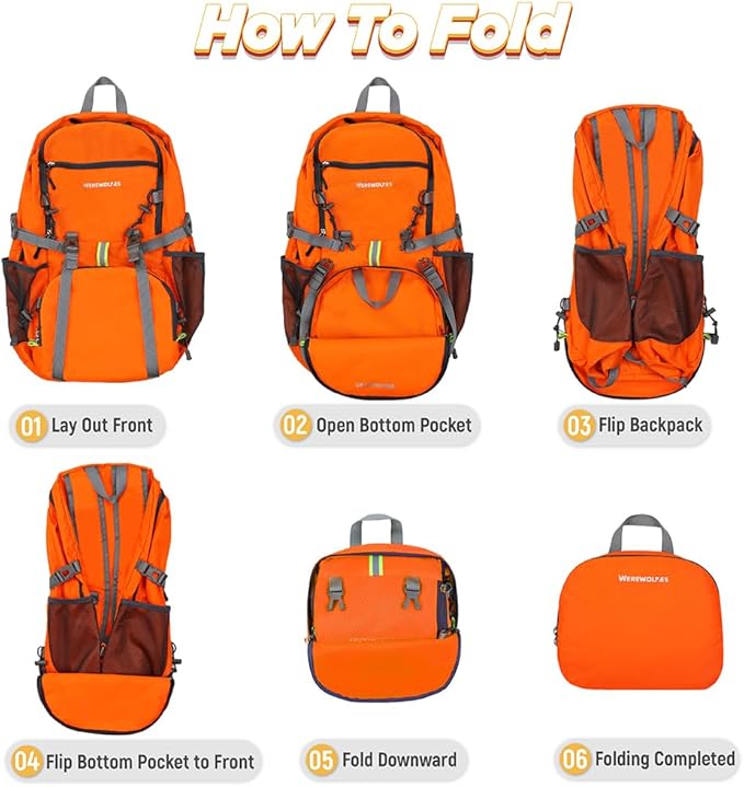 WEREWOLVES 20/35L Lightweight Hiking Backpack, Ultralight Water Resistant Packable Daypack for Women Men