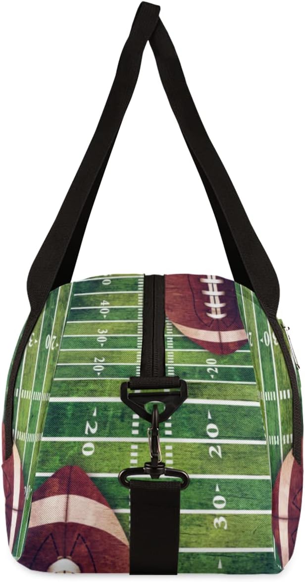 American Football Field And Ball Kids Overnight Duffle Bags Boys Girls Teen Sports Gym Bag for Weekender Travel Gymnastics Dance Ballet