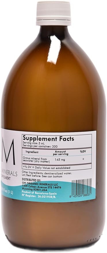 Ormus Organic Minerals 1000 mL - Ormus Premium - Ormus Concentrate - Sea Water Minerals - Marine Ormus - Minerals - Trace Elements - Monatomics - 1 Unit