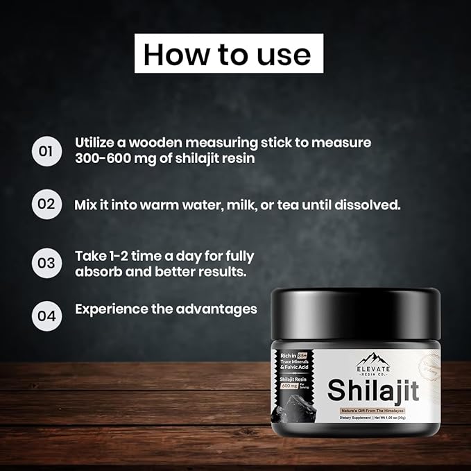 Pure Himalayan Shilajit Resin - Organic and Natural, 600mg High Potency with Over 85 Trace Minerals and Fulvic Acid for Enhanced Energy and Immune Support, 30 Grams (Single Pack)