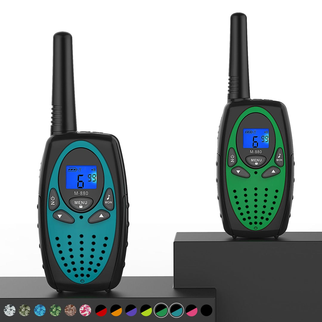 Topsung Walkie Talkies Long Range, M880 FRS Two Way Radio for Adults with Mic LCD Screen/Resistance Wakie-Talkies with Noise Cancelling for Men Women Outdoor Adventures Cruise Ship (Blue and Green)