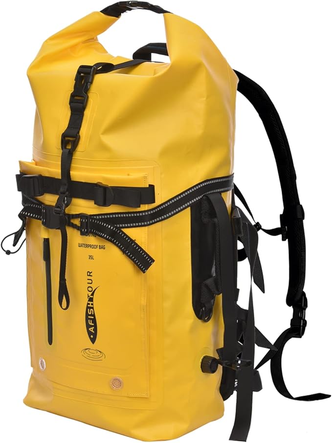 Heavy Duty Waterproof Dry Bag Backpack - 35L Roll-Top Floating Dry Bag Backpack for Kayaking, Rafting, Boating