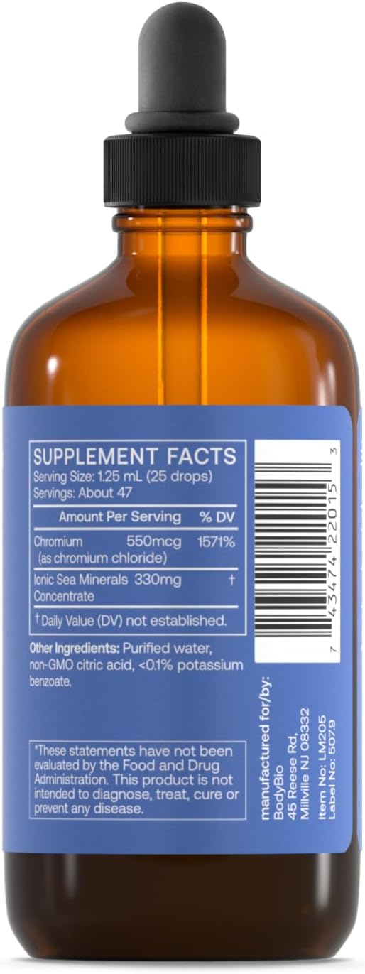 BodyBio - Liquid Chromium - High Absorption, Pure, Concentrated Chromium Supplement - 2oz