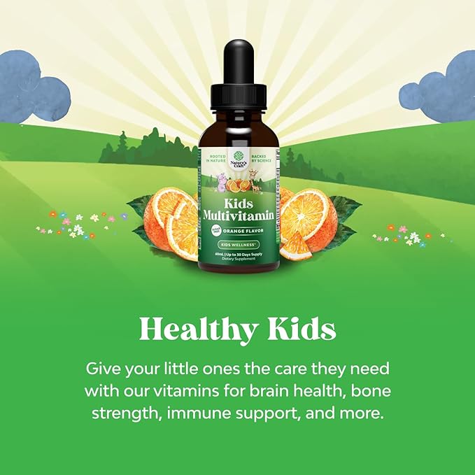 Natures Craft Liquid Multivitamin for Kids Immunity Support - Yummy Toddler Supplement with a C D3 E B6 and Vitamins of All Ages High Absorption