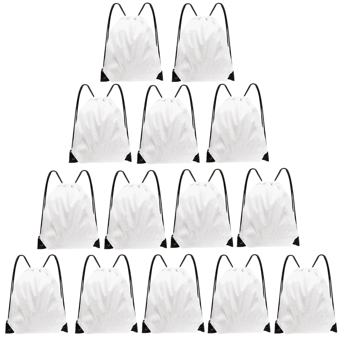 Grneric Drawstring Bags Bulk 14 Pcs Drawstring Backpack Bulk Cinch Bag Sackpack for Men Women Gym (White)