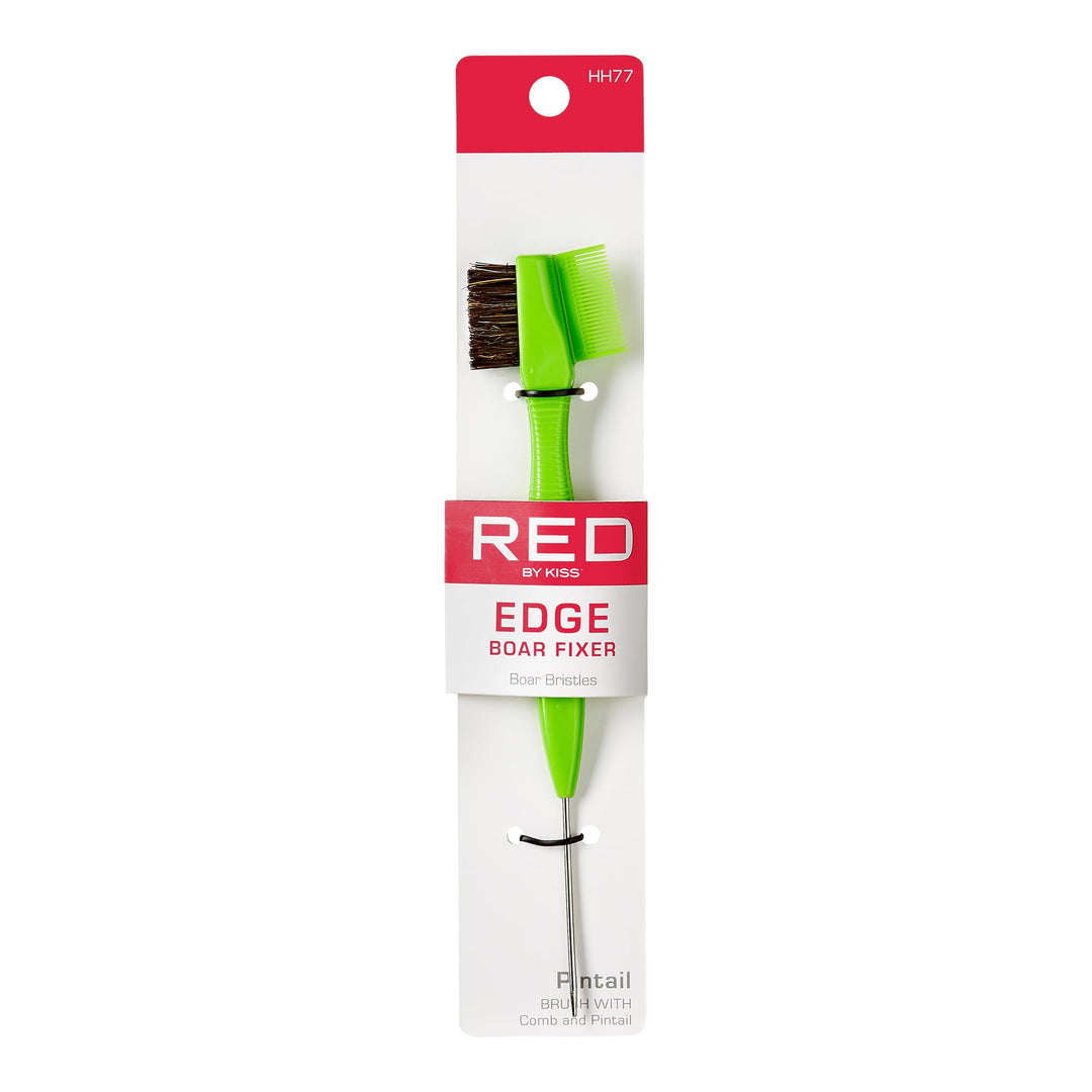 Red By Kiss Professional Edge Brush With Comb And Pintail, 100% Boar Bristles