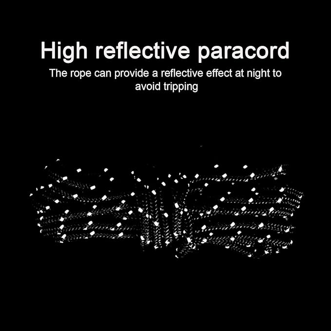 8 Pack High-Reflective Guy Lines 4mm Tent Cords High-Strength Lightweight Camp Ropes with Aluminum Adjuster Tensioner for Tent, Tying Down Tarps, Camping Tent, Outdoor Packaging (Khaki)