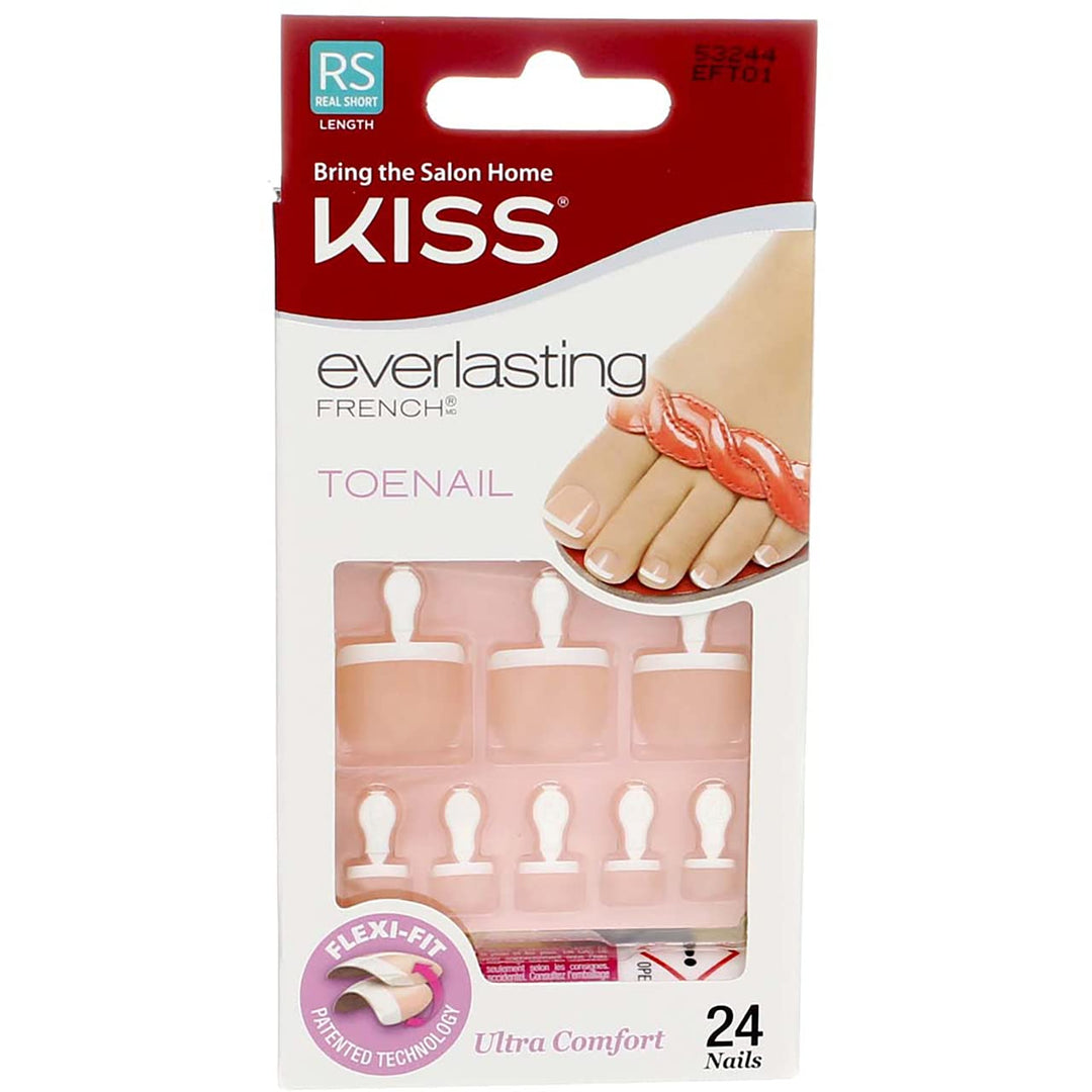 Kiss Everlasting French Toenail Kit Real Short 24 Nail (2 Pack)