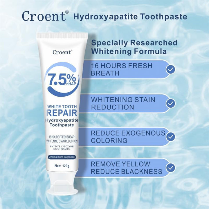 3 Pcs 7.5% Hydroxyapatite Toothpastes for Enamel Protection and Tooth Strengthening, Stain Removal, Whitening Tooth, Gentle Mint, Fresh Breath, Daily Use for Oral Health