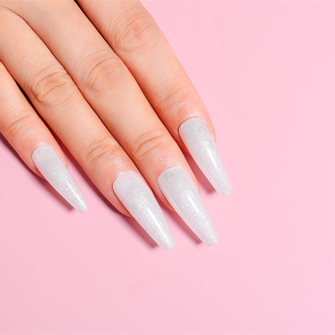 AIMEILI Poly Nail Extension Gel White Glitter Builder Nail Gel Hema Free Poly Nail Enhancement Nail Art Design DIY Salon Nail At Home Gift for Women Nail Gel -025
