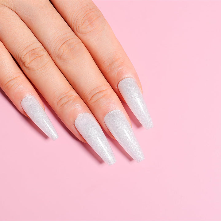 AIMEILI Poly Nail Extension Gel White Glitter Builder Nail Gel Hema Free Poly Nail Enhancement Nail Art Design DIY Salon Nail At Home Gift for Women Nail Gel -025