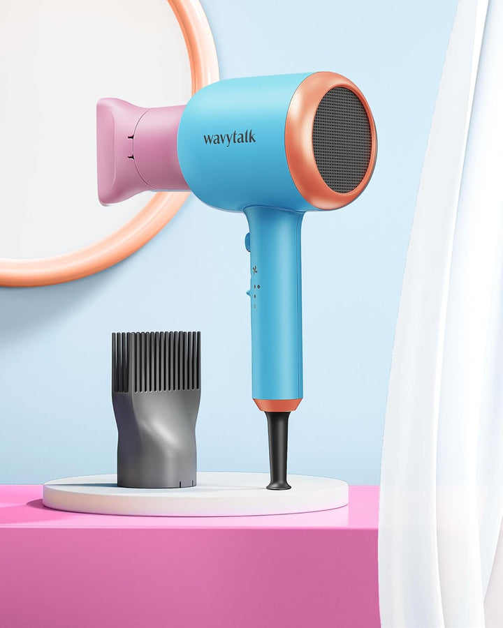 Wavytalk 1875W Ionic Hair Dryer | Diffuser & Comb for Curly Hair | Green