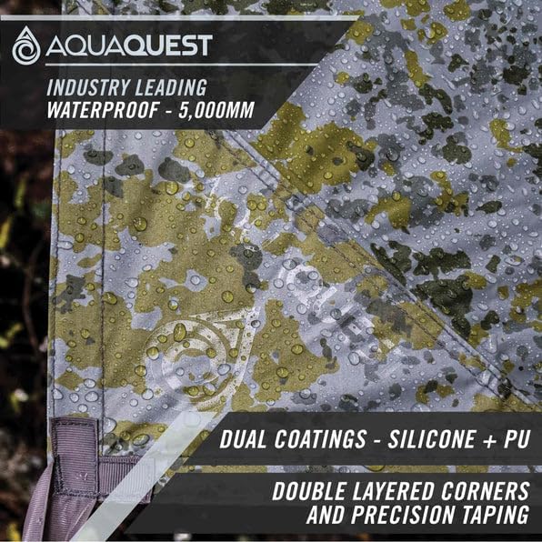 AquaQuest Safari Camping Tarp - Lightweight Durable Rain Fly - Waterproof Camping Essentials for Hiking, Backpacking & Hammock