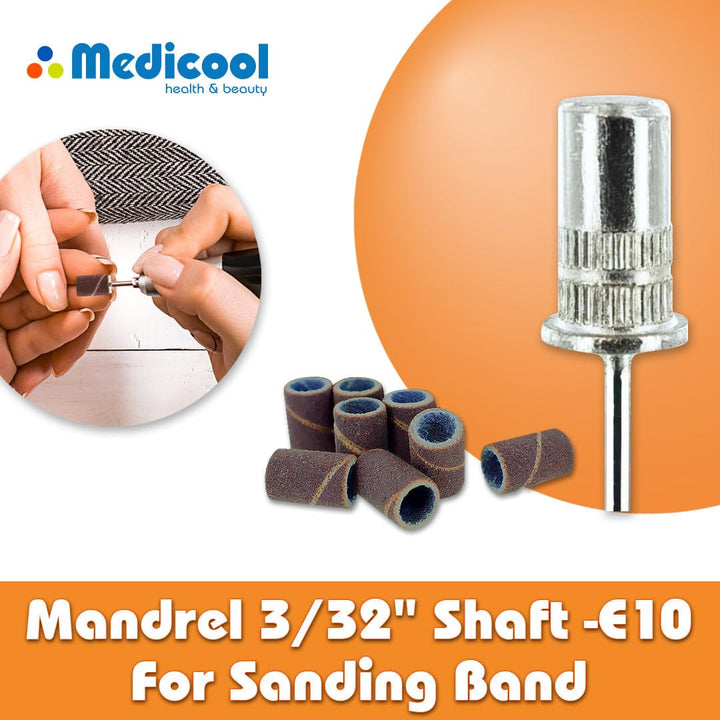 Medicool Mandrel 3/32" Shaft for Sanding Band for Nail Drill Manicure Machine Pro Nail Bit | E10