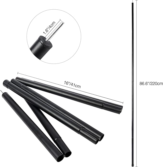 REDCAMP Adjustable Telescoping Tarp Poles Set of 2, Multifunction & Lightweight Tent Poles for Canopy Awning Replacement