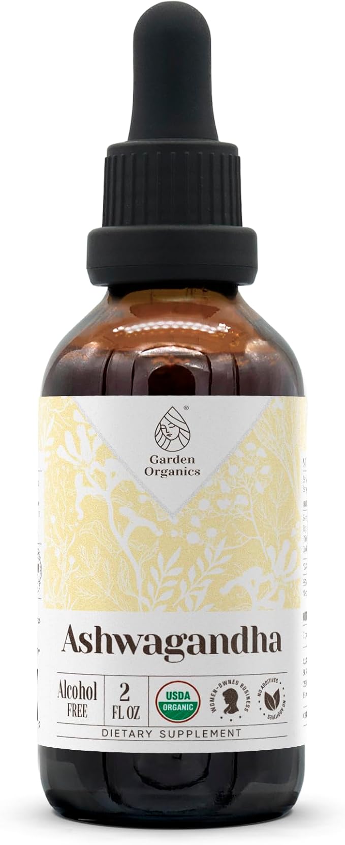 Ashwagandha USDA Organic Alcohol-Free Extract | Dietary Supplement, High-Potency Tincture | Natural Certified Organic Ashwagandha (Withania Somnifera) Dried Root (2 oz)