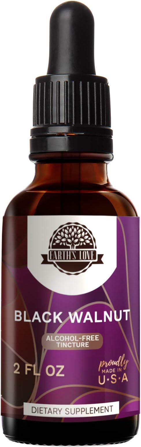 Earth's Love - Black Walnut Alcohol-Free Herbal Extract Tincture, Super-Concentrated Black Walnut (Juglans Nigra) Dried Hull (2 Fl Oz)