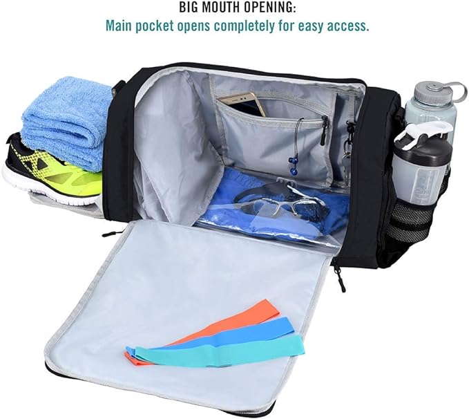 Ultimate Gym Bag 2.0: The Durable Crowdsource Designed Duffel Bag with 10 Optimal Compartments Including Water Resistant Pouch