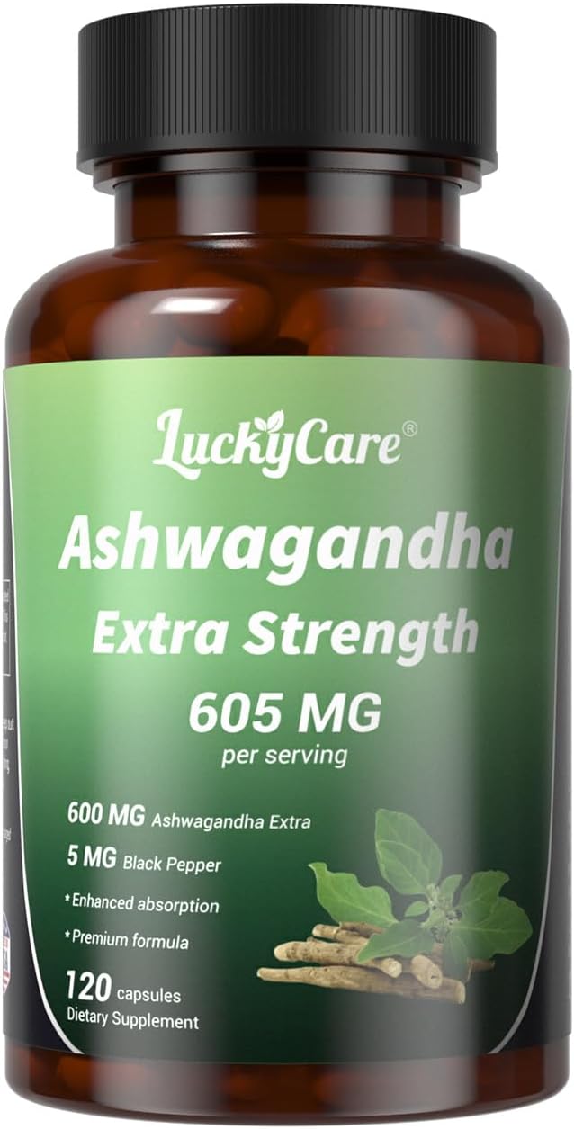 Ashwagandha Extract, Extra Strength Capsules with Black Pepper Extract, Premium Root Extract Formula - Made in USA (600mg, 120 Capsules)