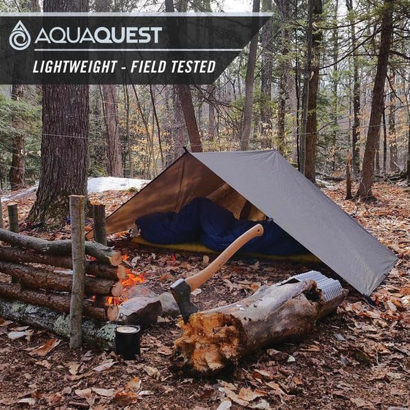 AquaQuest Safari Camping Tarp - Lightweight Durable Rain Fly - Waterproof Camping Essentials for Hiking, Backpacking & Hammock