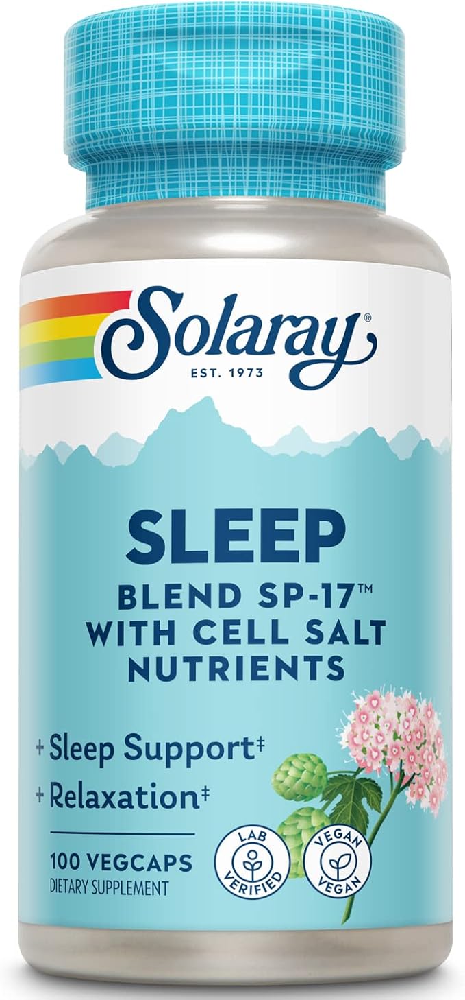 SOLARAY Sleep Blend SP-17 | Herbal Blend w/Cell Salt Nutrients to Help Support Healthy Sleep & Relaxation | Non-GMO, Vegan | 100 VegCaps