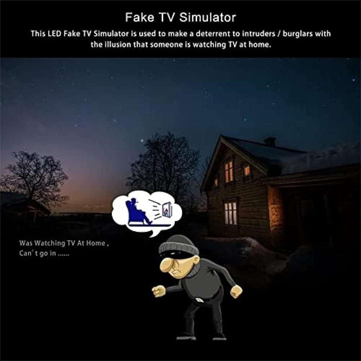 Fake TV Simulator,LED Lamp Fake TV Simulator Light,Night Security Light,Home Security Fake Television for Home Security Burglary Protection,uilt-in Light Source Sensor & Dusk Sensor, Auto Power On