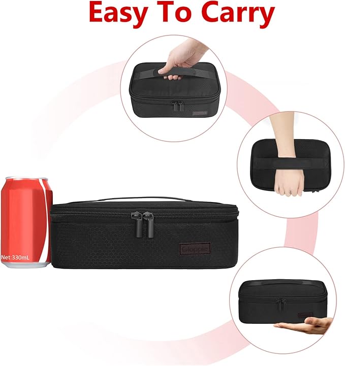 Gloppie Small Lunch Bag for Adults & Kids - Compact Insulated Lunch Box, Durable & Food-Grade Lining | Portable Cooler for Work, School, Travel (Black Honeycomb)