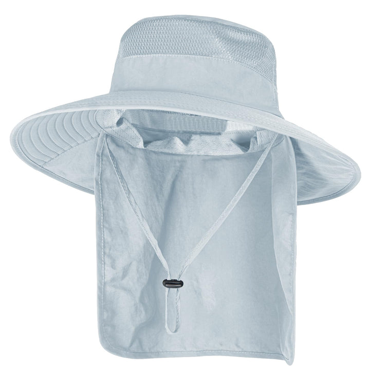 2Pack Sun Hats for Men Women Fishing Hat UPF 50+ Breathable Wide Brim Bucket Hats Summer UV Protection Safari Hat with Neck Flap Black/Light Grey