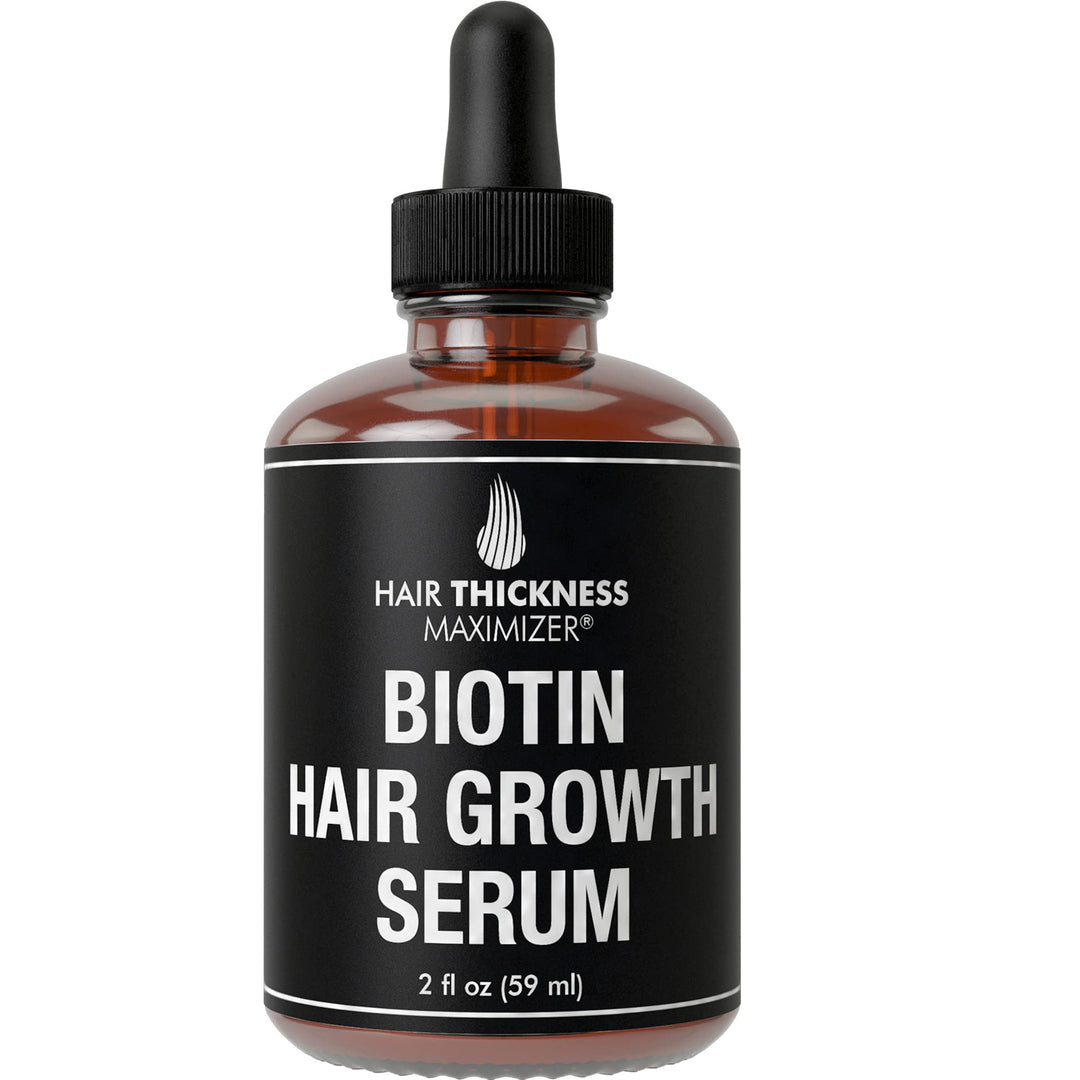 Biotin Hair Growth Serum For Hair Thickening + Moisturizing. Vegan Hair Growth Oil Scalp Treatment For Women, Men with Dry, Friz