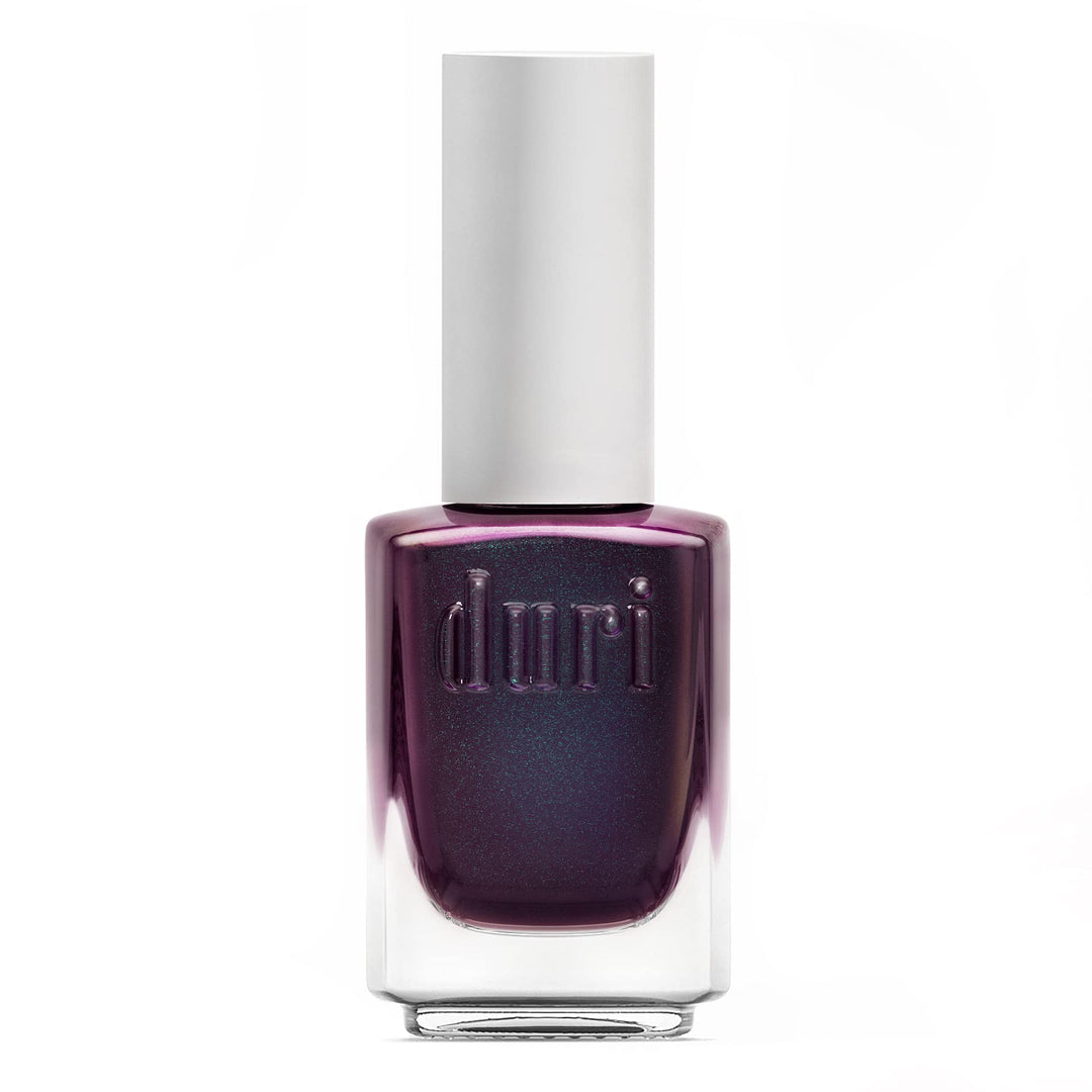 Duri Nail Polish, 632 Currant Temper, Burgundy Teal Metallic Glitter Shimmer, Semi Sheer Coverage, Quick Drying, 0.45 Fl Oz Cosm