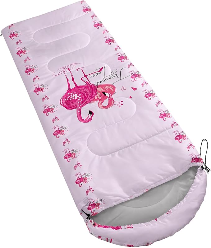 AILONEN Kids Floral Cat Camping Sleeping Bags,Lightweight & Waterproof,3 Season Warm & Cool Weather,Kawaii Kitten Sleeping Bags for Girls Adults,Travelling,Outdoors