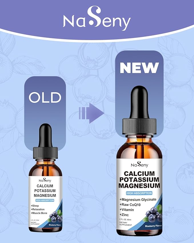 Calcium Potassium Magnesium Drops with Vitamin C,D,B6,400 mgMagnesium Drops for Overall Wellness-600mg Calcium, 1000mg Potassium(60ml)