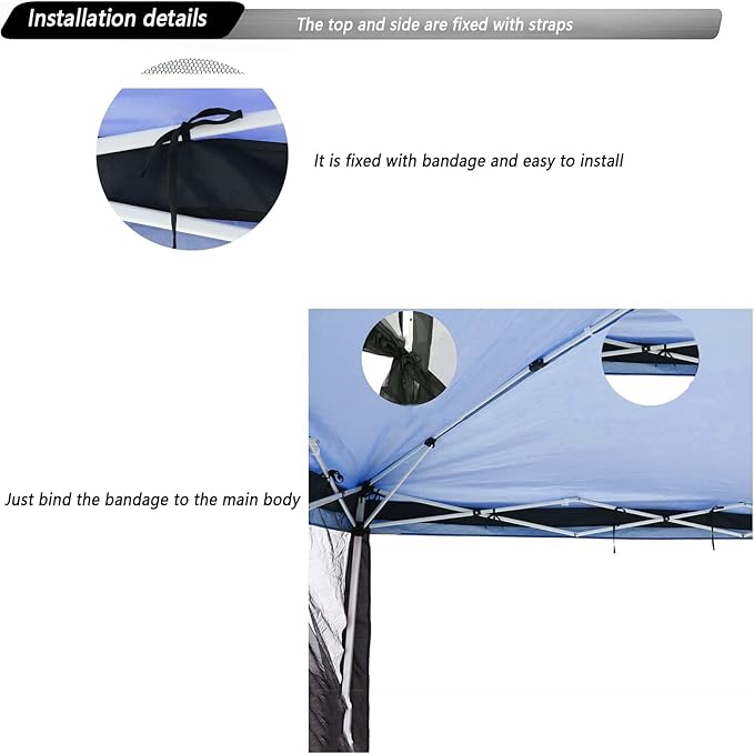 10x10 Mosquito Netting for Patio Camping Gazebo/Pop Up Canopy Tent,Double Door Side Screen Easy Installation Black（Only Mosquito Net No Frame） (Embedded 10x10)