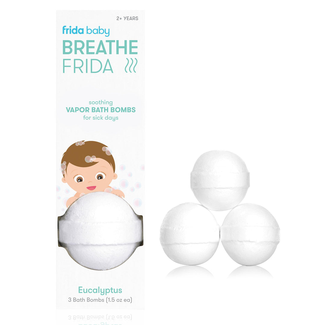 Frida Baby Natural Vapor Bath Bombs for Toddlers & Kids, Eucalyptus Essential Oil Bath Bombs for Aromatherapy, 3 Count