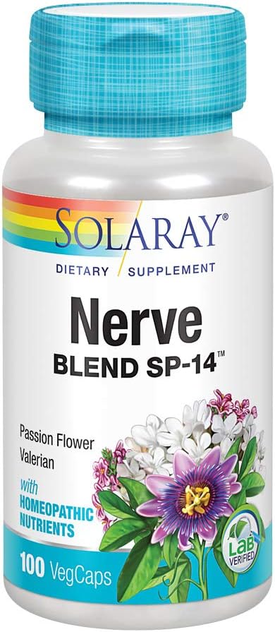 SOLARAY Nerve Blend SP-14 | Homeopathic Nutrients | Healthy Relaxation, Calming & Sleep Support | 50 Serv | 100 VegCaps