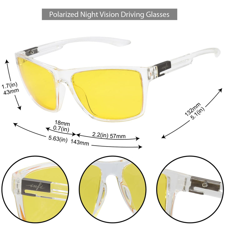 INFI Night Driving Glasses for Men Women Anti Glare Polarized HD Night Vision Yellow Lens